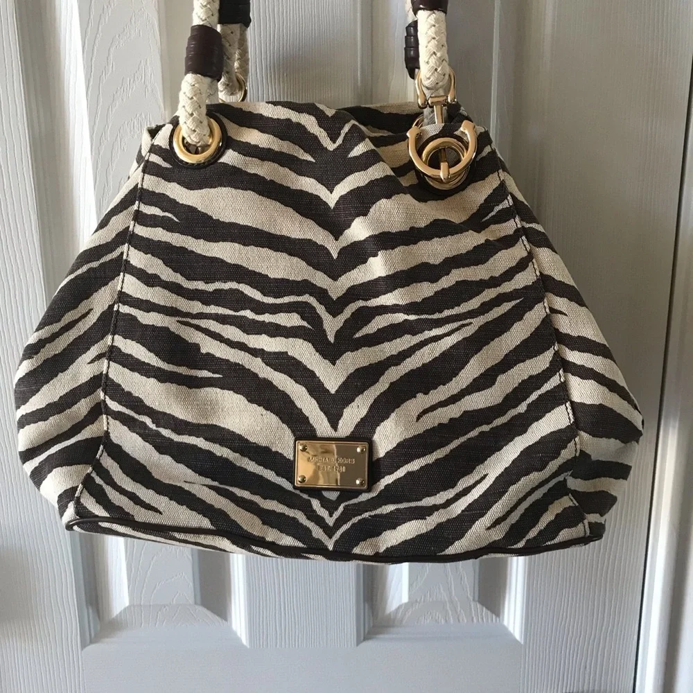 Michael Kors Marina Anchor Zebra Print Bag